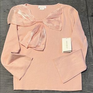 COCOBLEU Pink Bow Sweater Kawaii Cottagecore Knit Pullover